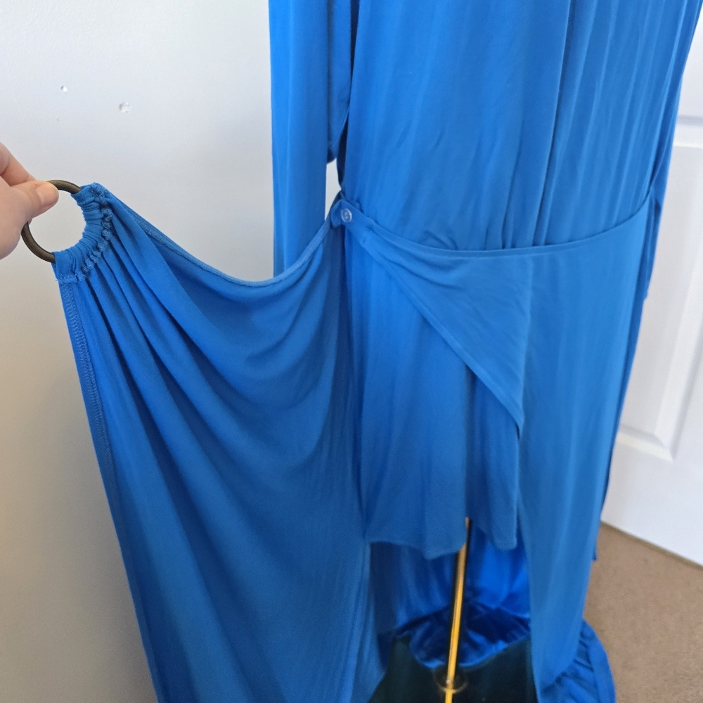 Free People | Large | Blue Long Sleeve Wrap Maxi Dress - Picture 4 of 12